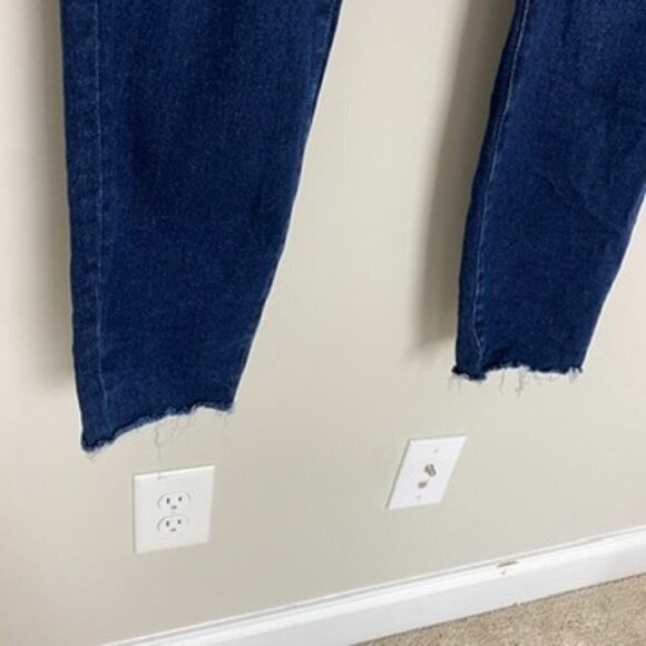 Good American Good Leg Skinny High Rise Jeans Medium Wash Raw Hem Womens 18 - Picture 2 of 7